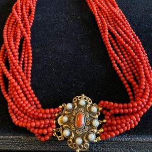 Italian Renaissance inspired coral choker